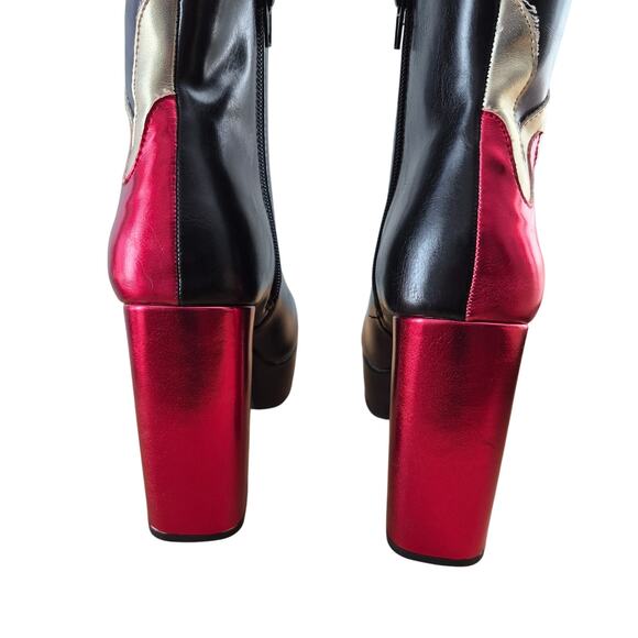 Forever21 Flame wedge red black and gold boots size 7 - Picture 3 of 7
